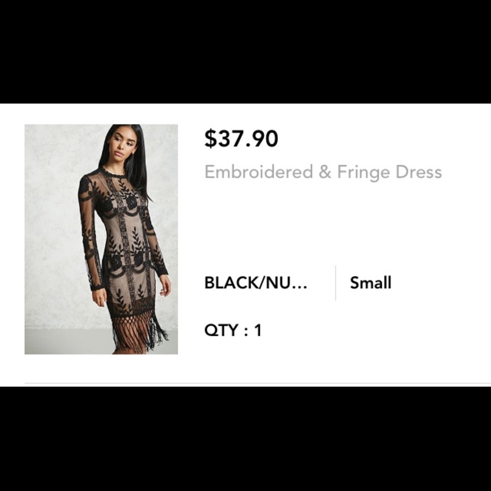 Black Lace Fringe Dress
